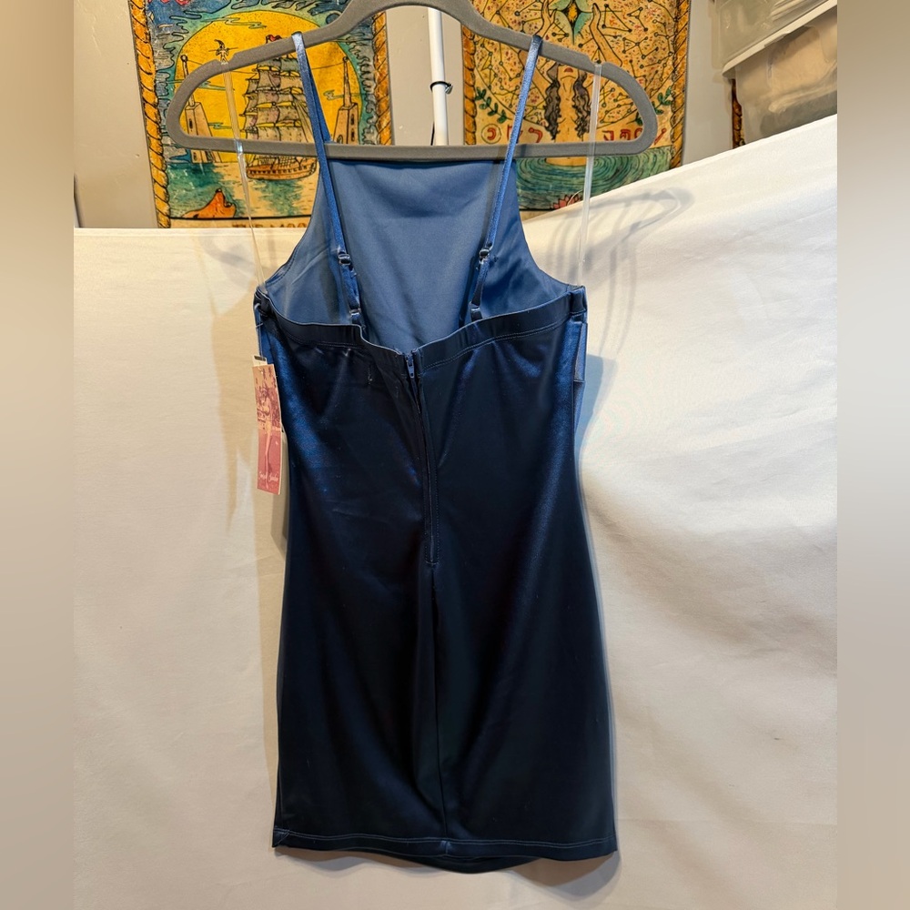 Emerald Sundae Blue Satin Mini Dress - Picture 3 of 6